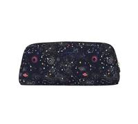 SMSJTMWHN Astuccio in pelle con stampa costellazione ammassi stellari galassie, spazioso ed elegante astuccio per matite da ufficio con cerniera
