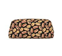 SMSJTMWHN Astuccio in pelle con stampa di hot dog divertenti con cibo divertente astuccio spazioso ed elegante astuccio con cerniera astuccio per matite da ufficio