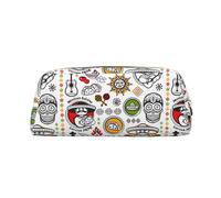 SMSJTMWHN Astuccio in pelle con stampa di simboli della salsa messicana, spazioso ed elegante astuccio per matite da ufficio con cerniera