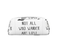 SMSJTMWHN Astuccio in pelle con stampa "Not All Who Wander Are Lost", spazioso ed elegante astuccio per matite da ufficio con cerniera