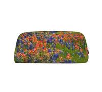 SMSJTMWHN Astuccio in pelle Texas Bluebonnets scenario stampa astuccio borsa spazioso ed elegante astuccio con cerniera astuccio per ufficio astuccio per matite