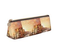 SMSJTMWHN Bella Venezia Canal View Stampa Triangolo Astuccio In Pelle Penna Sacchetto Cosmetici Borse Scrivania Cancelleria Organizer Box Holder Per Ufficio Donne Uomini