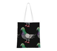 SMSJTMWHN Borsa a tracolla in tela con stampa di piccioni dei cartoni animati, riutilizzabile, per la spesa, idea regalo