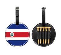 SMSJTMWHN Borsa organizer per tee da golf in pelle con stampa bandiera Costa Rica, per riporre tee, palline da golf, segnapunti e matita.