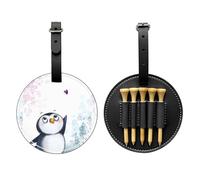 SMSJTMWHN Borsa organizer per tee da golf in pelle con stampa "I Love Penguins", per riporre tee, palline da golf, segnapunti e matite.