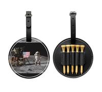SMSJTMWHN Borsa organizer per tee da golf in pelle di lusso con stampa astronauta sulla luna: conserva tee, palline da golf, segnapunti e matita.