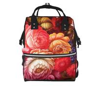 SMSJTMWHN Borsa per pannolini per mummia zaino rosso bel fiore borse per pannolini borse a tracolla casual borse da viaggio escursionismo all'aperto pacchetto infermieristico borsa