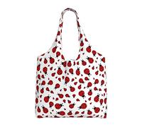 SMSJTMWHN Borsa tote da cucina riutilizzabile borsa a tracolla in tela a forma di coccinella borsa a tracolla riutilizzabile estetica per palestra, viaggi, lavoro