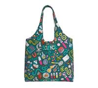 SMSJTMWHN Borsa tote da cucina riutilizzabile borsa a tracolla in tela a tema scienza cartone animato borsa a tracolla riutilizzabile estetica per palestra, viaggi, lavoro