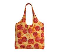 SMSJTMWHN Borsa tote da cucina riutilizzabile borse della spesa 3D pizza peperoni tela tote bag estetica riutilizzabile borsa a tracolla per palestra, viaggi, lavoro