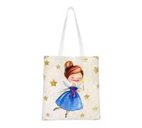 SMSJTMWHN Borsa tote in tela con stampa di stelle fatate, borsa per la spesa, borsa a tracolla per libri, regali