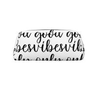 SMSJTMWHN Good Vibes - Astuccio in pelle con stampa, spazioso ed elegante, con cerniera, per ufficio