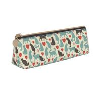 SMSJTMWHN Happy Walking - Astuccio in pelle a triangolo, con stampa di gattini, portapenne, cosmetici, cancelleria da scrivania, organizer per ufficio, donne e uomini