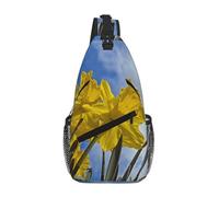 SMSJTMWHN Zaini di trekking durevoli della stampa del narciso diagonale-giallo della borsa del petto trasversale con grande capacità per gli uomini delle donne