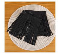 SMTCM 2 m di frange in pelle sintetica per fai da te, 15 cm, con frange di colore nero, in pelle PU, con frange, bordatura su entrambi i lati, per il cucito, decorazione con frange per vestiti, borsa