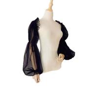 SMTCM 2 paia di maniche a sbuffo rimovibili per abito da sposa maniche da sposa nere maniche in tulle con fascia in spandex scaldabraccia trasparenti copertura per braccia accessori da sposa guanti