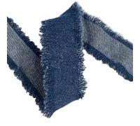 SMTCM 8 Yard Denim Band 2,5 cm, nastro rustico con bordo sfilacciato, nastro in tessuto con frange, blu denim, nastro decorativo per cucito, imballaggio
