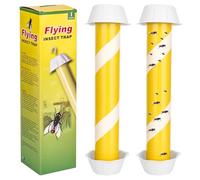 smtfcty 2 trappole per mosche per interni ed esterni, grande trappola per mosche della frutta, da appoggiare e appendere, con strisce adesive, repellente contro le zanzare (bianco)