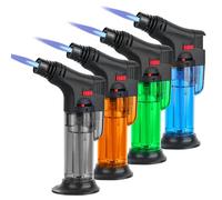 smtfcty 4 Pieces Accendino Antivento Gas Ricaricabile Accendini da Tempesta Accendigas Accendino Jet Flame Per Barbecue, Camino, Campeggio, Cucina (Venduto Senza Gas)