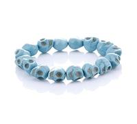 SMTSEC Bracciale con Perline in Pietra Naturale Bracciale Elasticizzato Personalizzato con Teschio Blu Bracciale Rigido Unisex con Scheletro Gotico per Donna Uomo Bracciale Turchese Alla Moda