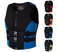 SMTSEC Giubbotto Salvataggio Kayak Neoprene per Adulti, Aiuto al Galleggiamento Gilet da Nuoto Galleggiabilità Giubbotti di Salvataggio per Pesca Nuoto Surf Immersioni Sport Acquatici,Blue-L