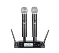SMTYXS Microfono Wireless Portatile A Doppio Canale UHF A Frequenza Fissa, Microfono Dinamico For Karaoke, Matrimoni, Feste, Band, Chiesa, Spettacolo