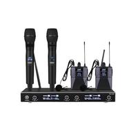 SMTYXS Microfono Wireless UHF Channel Party Church 2 Bodypack Con Auricolare E Lavalier 2 Trasmettitori Portatili