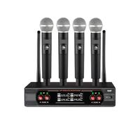 SMTYXS Microfono Wireless VHF A 4 Canali Karaoke Frequenza Fissa 30 M Trasmettitore Palmare Dinamico Microfono For Feste In Casa LO-U78