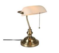 SMTYXS Retro lampada da tavolo industriale classica E27 paralume in vetro verde con interruttore luce scrivania for la lettura dello studio della camera letto Facile da installare(Matte white color)