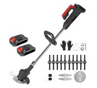 SMTYXS Set di Decespugliatori A Batteria con Lama in Metallo, Elettrici, for Prati, Giardino + Lame, Tagliabordi Staccabili, 21 V, Ricaricabili, 2 Batterie(Black)