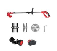 SMTYXS Tosaerba Elettrico A Batteria da 1500 W, 12000 Giri/min, Regolabile, Pieghevole, Portatile, Tagliaerba, Attrezzo da Giardino for Batteria da 18-21 V(Red 1 Battery)
