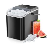 SMUG Macchina per il ghiaccio portatile con manico, 9 cubetti di ghiaccio a proiettile in 6 minuti, 11,8 kg in 24 ore, autopulente, con cestino e paletta, per casa, cucina, camper, campeggio, nero