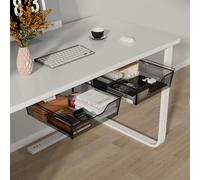 smusei Confezione da 2 cassetti autoadesivi sotto la scrivania, in rete metallica nascosta, per documenti e carta, 33 x 31 x 9,5 cm, nero