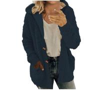 SMUXP Bargains of The Day Saldi Sherpa Pile Giacche con cappuccio Donne Button-Up Cappotti in pile a maniche lunghe Cardigan Giacche Caldo Frontale Aperto Felpa Giacca con Tasche, 1#blu navy, S