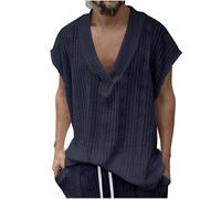 SMUXP Canottiera estiva da uomo con scollo a V, senza maniche, in maglia, per vacanze, vestibilità larga, da spiaggia, Marina Militare, 3XL