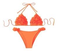 SMUXP Liquidazione della vendita, bikini da donna, due pezzi, colore caramella, vita bassa, costume da bagno con spalline sottili, costume da bagno a triangolo, costume da bagno sfacciato, nero del