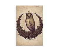 SMWY - Poster decorativo con gufo, Hedera, luna, decorazione da parete, per soggiorno, camera da letto, 40 x 60 cm