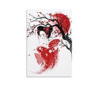 SMWY - Poster su tela con Geisha rossa giapponese DYJ e stampa artistica da parete, 60 x 90 cm