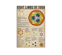 SMWY Poster vintage DYJ Rerto Poster Otto Arti di Yoga Poster Yama Niyama Asana Dhyana Poster decorativo su tela da parete per soggiorno, camera da letto, 60 x 90 cm