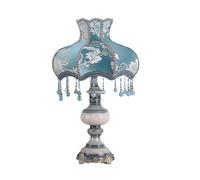 SMWZFDD lampada da comodino camera da letto classica,Lampada da tavolo con paralume in tessuto blu Decoro per Stanza Letto Mood Light per Camera