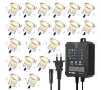 SMY Set di 20 faretti LED da incasso per esterni, dimmerabili, con timer e sensore di celle fotoelettriche, Ø 32 mm, faretto da incasso per terrazza esterna, bianco caldo, IP67 impermeabile