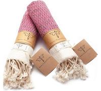 SMYRNA TURKISH COTTON Set di 2 asciugamani della serie Vintage, 40,6 x 101,6 cm, asciugamani turchi decorativi per bagno, cucina, viso, capelli, tè, yoga, palestra, strofinacci, fucsia