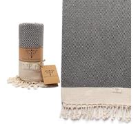 SMYRNA TURKISH COTTON Smirne - Telo mare turco originale serie vintage, 100% cotone, prelavato, 94 x 180 cm, asciugamano turco per spa, spiaggia, piscina, palestra e bagno (grigio scuro)