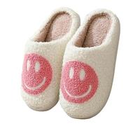 SMYTJSYC Faccia sorridente Autunno/Inverno Coppia Pelosa Pantofole di Cotone Borse Delle Donne Carino Suole Spesse Cartoon Anti Slip Interno Per Uso Domestico