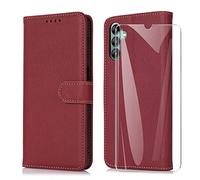SMYTU Cover a Libro per Samsung Galaxy A04s / A13 5G + Vetro Temperato,Custodia Samsung Galaxy A04s / A13 5G,Custodia Flip in Pelle Magnetica Portafoglio - Rosso