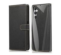 SMYTU Cover a Libro per Samsung Galaxy A05s 4G (6.7") + Vetro Temperato,Custodia Samsung Galaxy A05s 4G,Custodia Flip in Pelle Magnetica Portafoglio - Nero