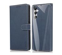 SMYTU Cover a Libro per Samsung Galaxy A05s 4G (6.7") + Vetro Temperato,Custodia Samsung Galaxy A05s 4G,Custodia Flip in Pelle Magnetica Portafoglio - Blu