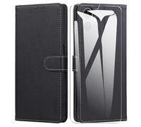 SMYTU Cover a Libro per Samsung Galaxy A06 4G (6.7") + Vetro Temperato,Custodia Samsung Galaxy A06 4G,Custodia Flip in Pelle Magnetica Portafoglio - Nero