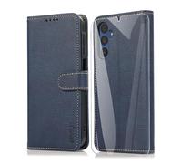 SMYTU Cover a Libro per Samsung Galaxy A15 4G / 5G (6,5") + Vetro Temperato,Custodia Samsung Galaxy A15 4G,Custodia Flip in Pelle Magnetica Portafoglio Per Samsung Galaxy A15 5G - Blu