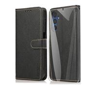 SMYTU Cover a Libro per Samsung Galaxy A15 4G / 5G + Vetro Temperato,Custodia Samsung Galaxy A15 4G,Custodia Flip in Pelle Magnetica Portafoglio Per Samsung Galaxy A15 5G - Nero